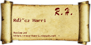 Rácz Harri névjegykártya